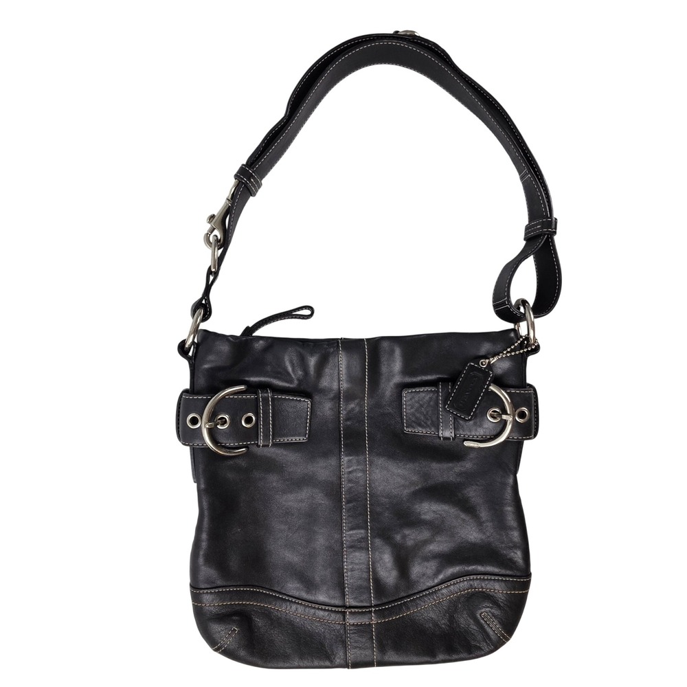 Coach 1452 Black Leather Soho Buckle Hobo Bag Silver Hardware Vintage
